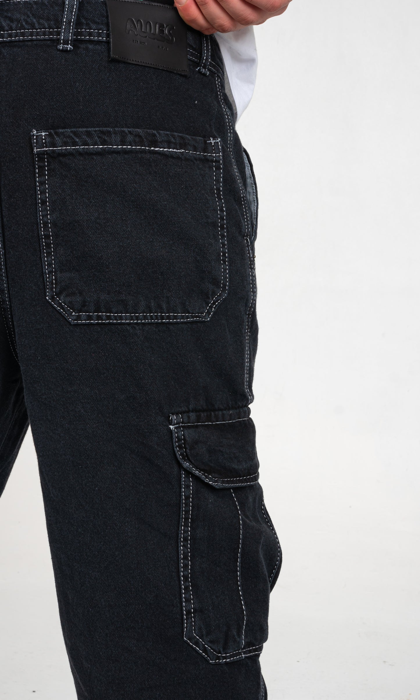The Black Denim Cargo Pants.