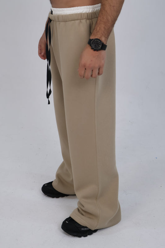 Desert sand Super Wide Leg Boxer-pants.