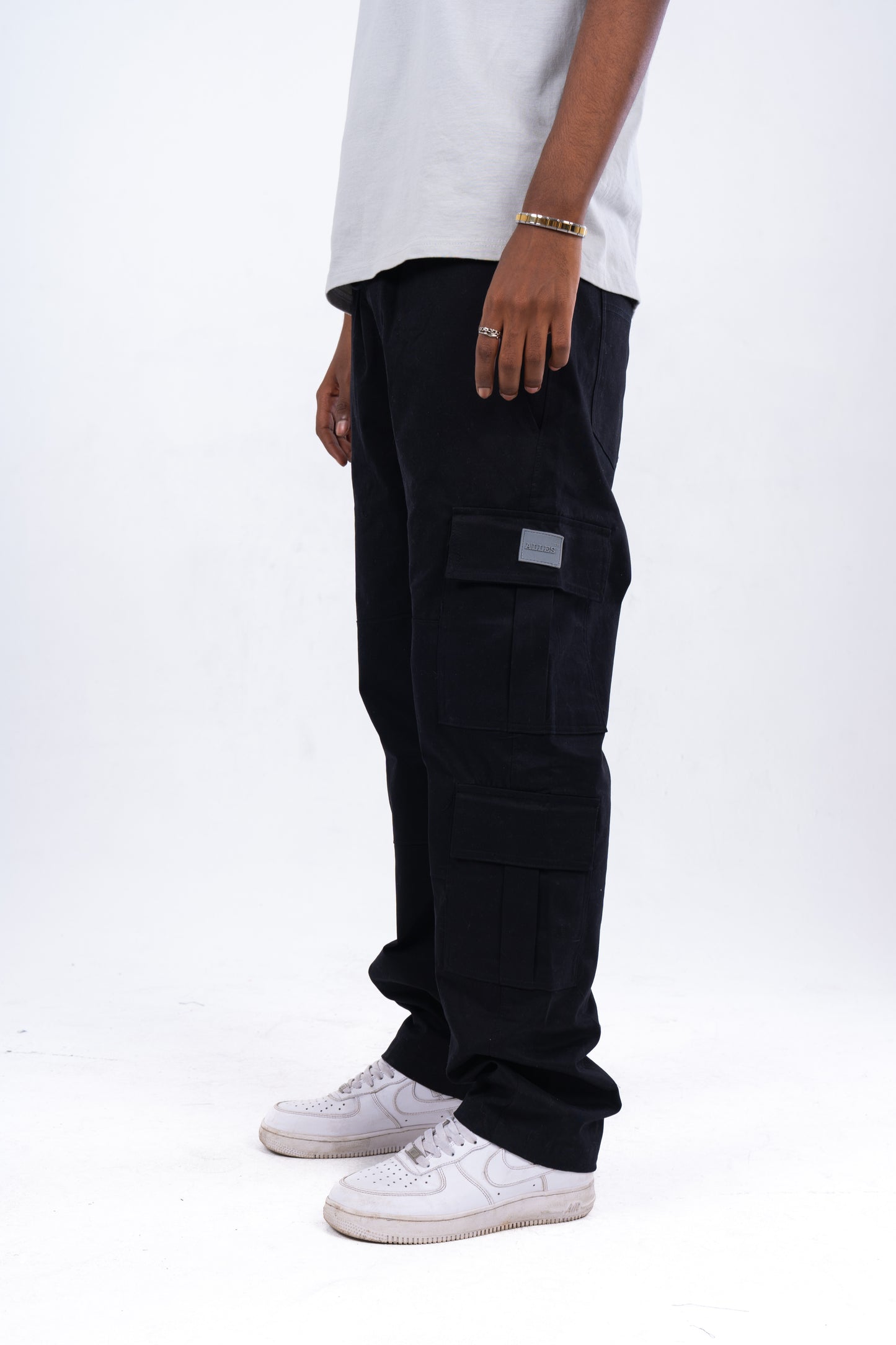 Black Strapped Cargo Pants