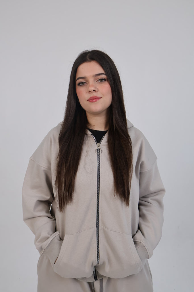Dove Grey Zip Up Hoodie