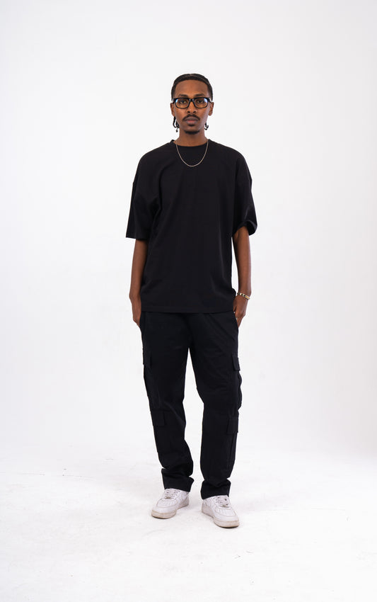 Black Strapped Cargo Pants
