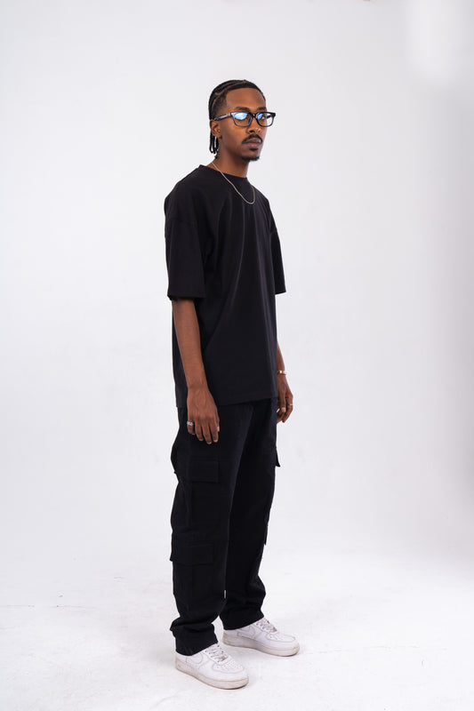 Black Strapped Cargo Pants