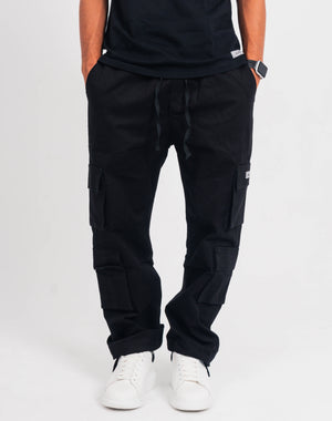 Black Strapped Unisex Cargo Pants