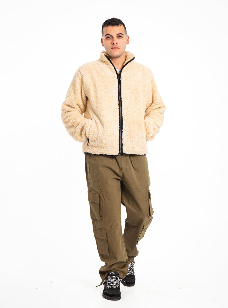 Cream Teddy Fleece Unisex Zipper Jacket