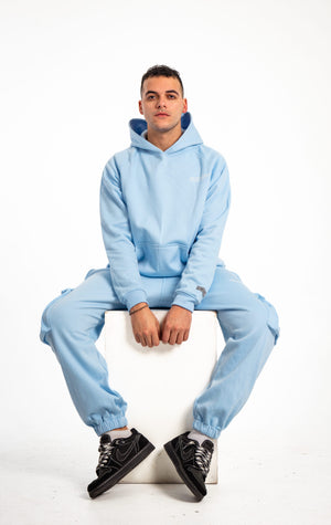 Baby Blue Cotton Cargo Pants